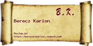 Berecz Karion névjegykártya
